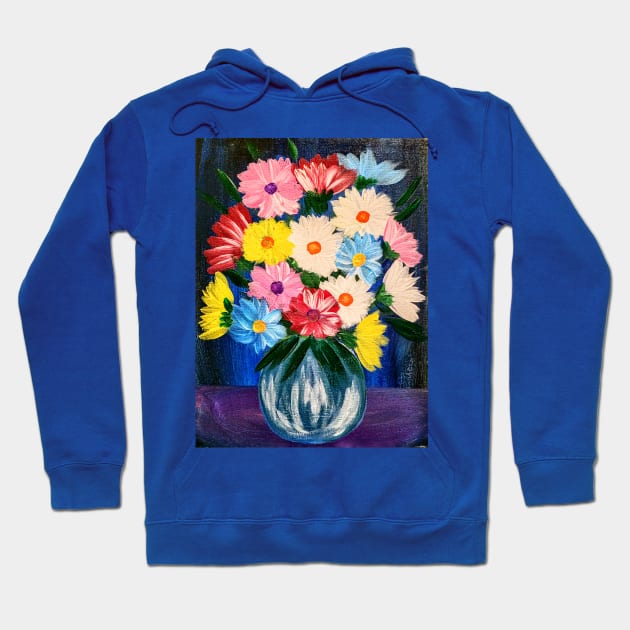 An elegant painting of an exquisite bouquet arranged in a crystal clear glass vase Hoodie by kkartwork